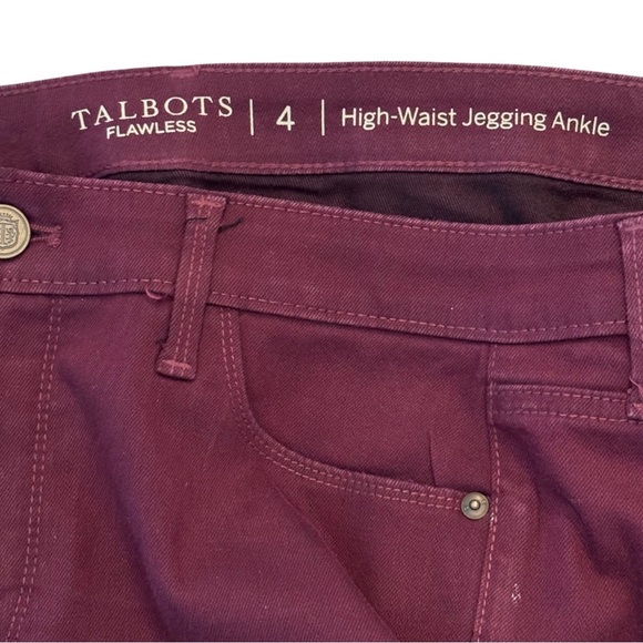 NWOT Talbots Size 4 High Waist Ankle Jegging Rich Burgundy Comfort Stretch Denim - Picture 7 of 8
